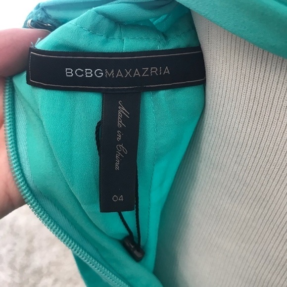 BCBGMAXAZRIA teal maxi dress silky ruffles size 4 - Picture 5 of 5